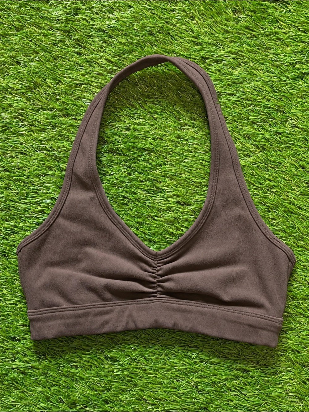 YoungLA Buttersoft Scrunch Halter Bra Brown XS